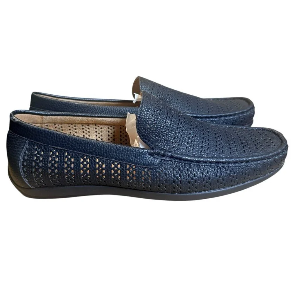 Montique Men's Black Weave Pattern Fashion Loafers Shoes Size 9.5 S22